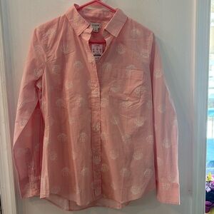 J. Crew shirt ladies💯% cotton long sleeve button down w/shell design Size S✨